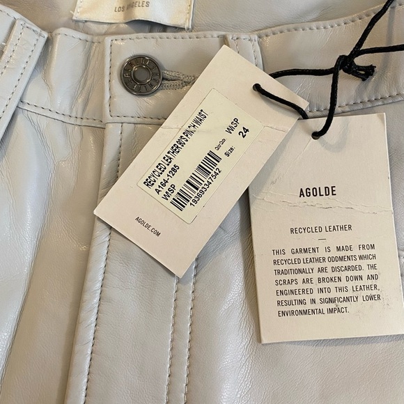 Agolde Recycled Leather Pant 90’s Pinched Waist in Wisp Gray Size 24 - Picture 8 of 11